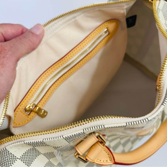 Designer Inspired Checkered Crossbody Bag in Cream and Tan - Picture 13 of 15
